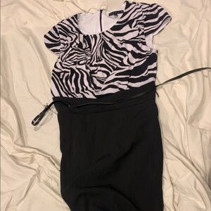 Tiana B. Zebra Print Black Dress